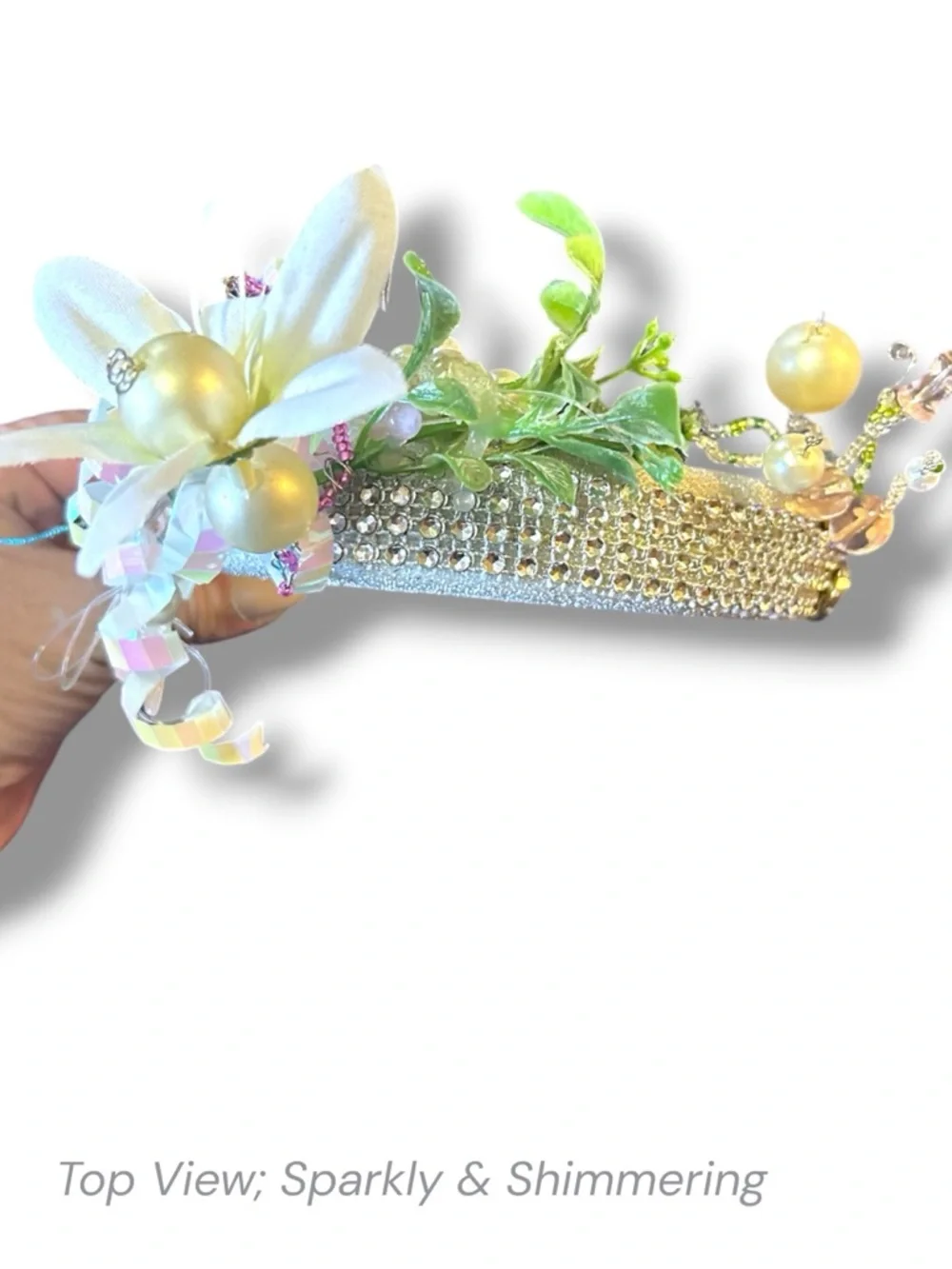 NEW Upcycled Artisan Beaded Floral Festival Crown Wearable Art Hair Accessory OS